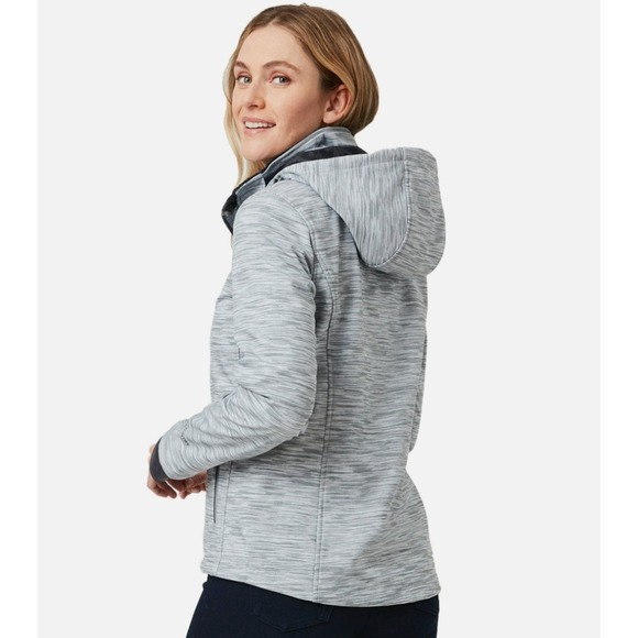 Women's Free Country Freeform II Super Softshell Jacket Medium Gray White Hooded - Picture 12 of 13